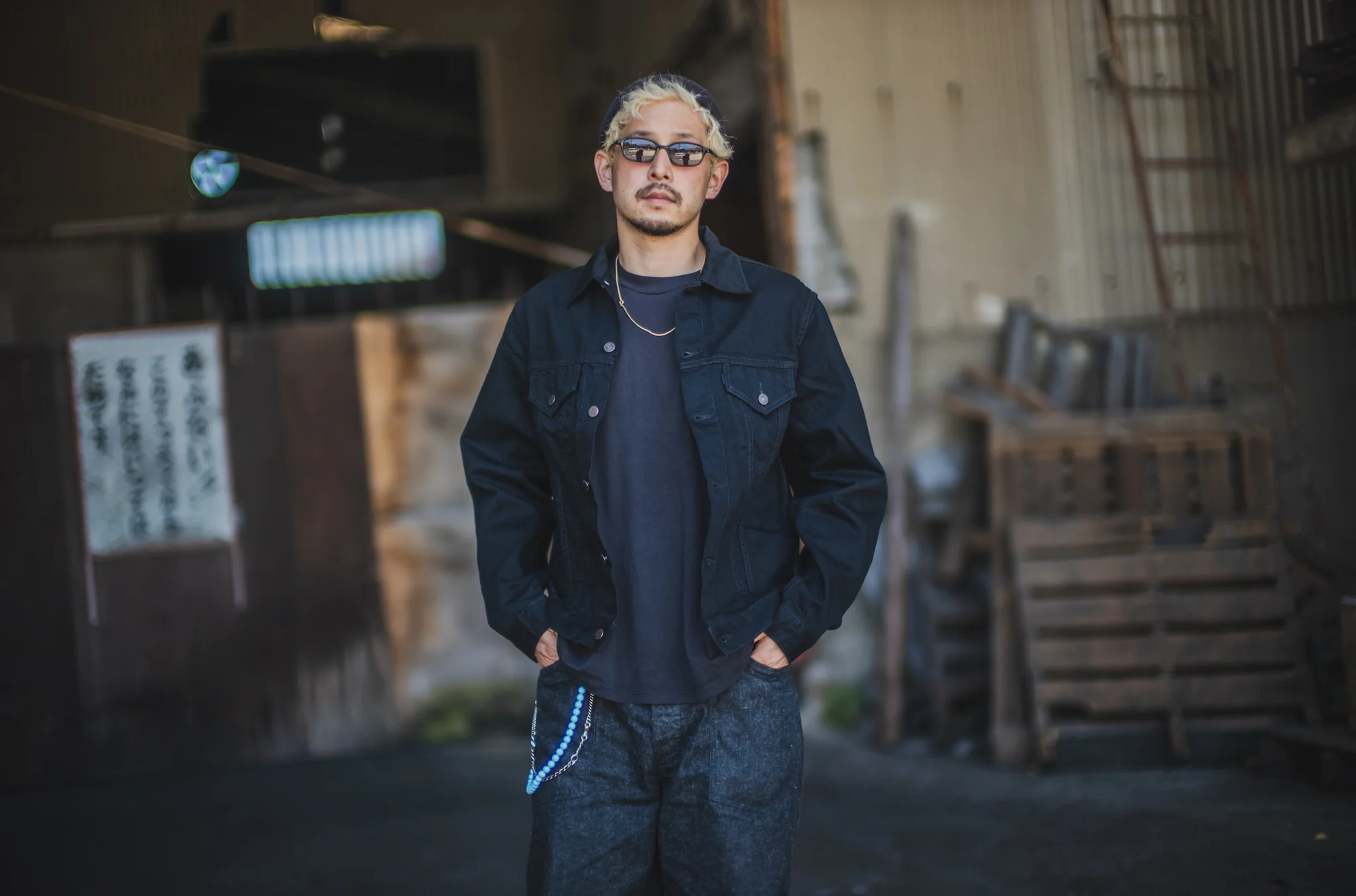 60's Trucker Jacket BKBK / One-Wash - Image 11