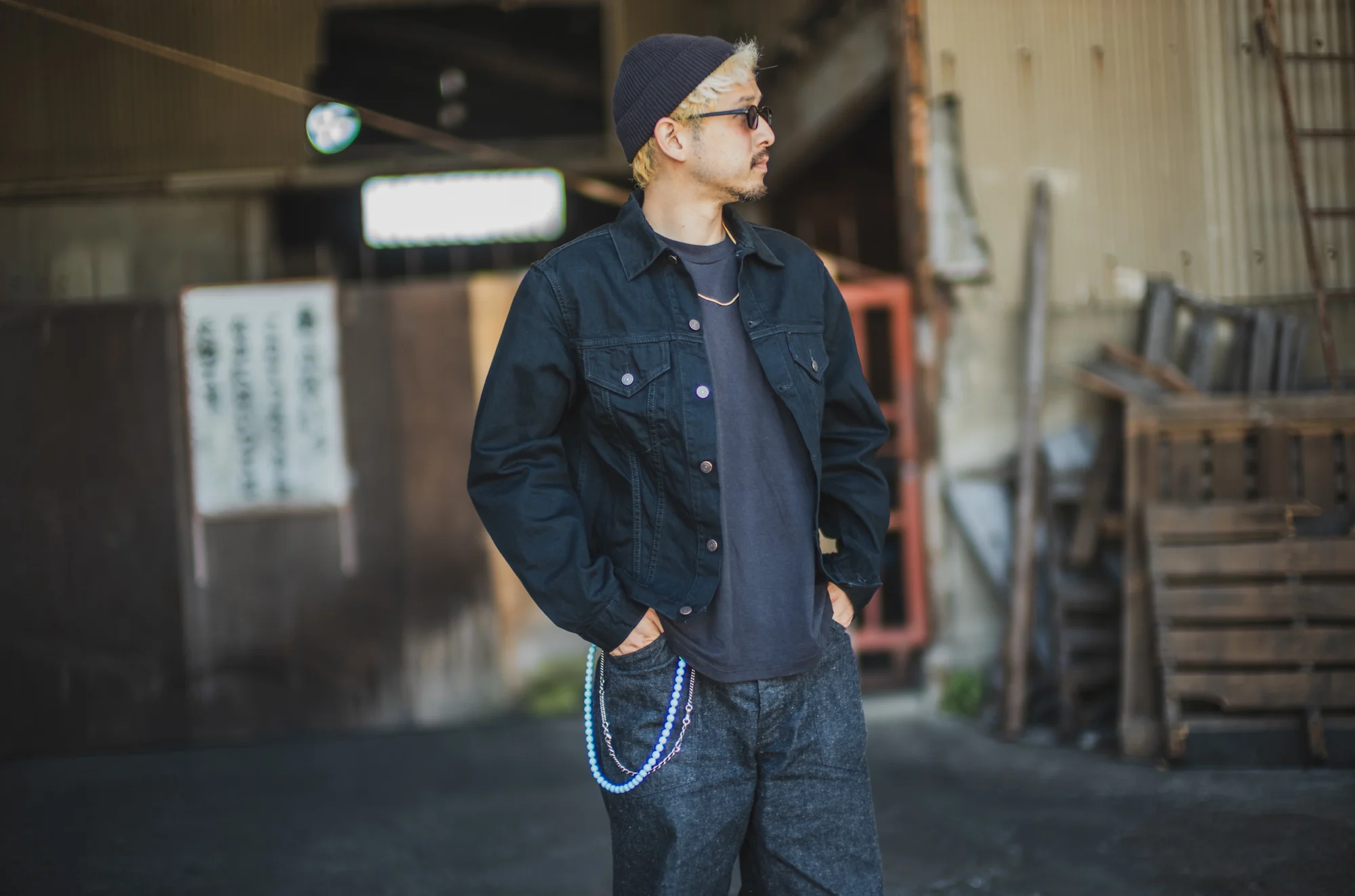 60's Trucker Jacket BKBK / One-Wash - Image 13