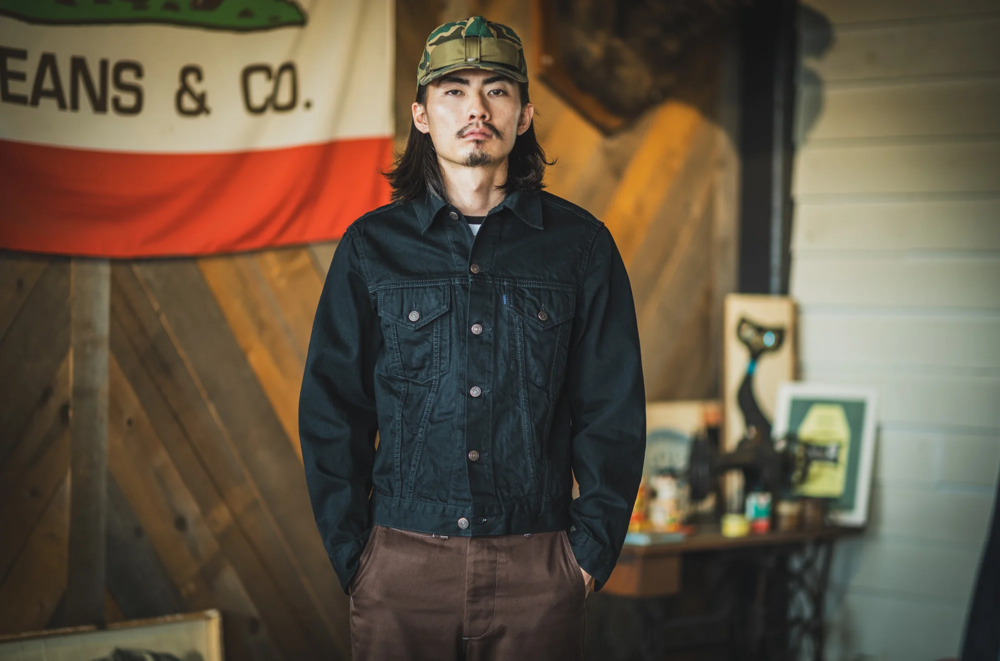 60's Trucker Jacket BKBK / One-Wash - Image 3