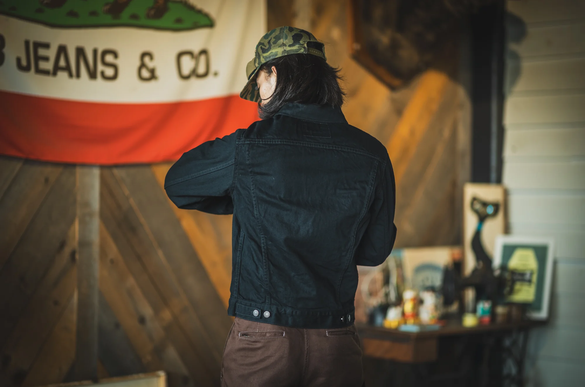 60's Trucker Jacket BKBK / One-Wash - Image 8