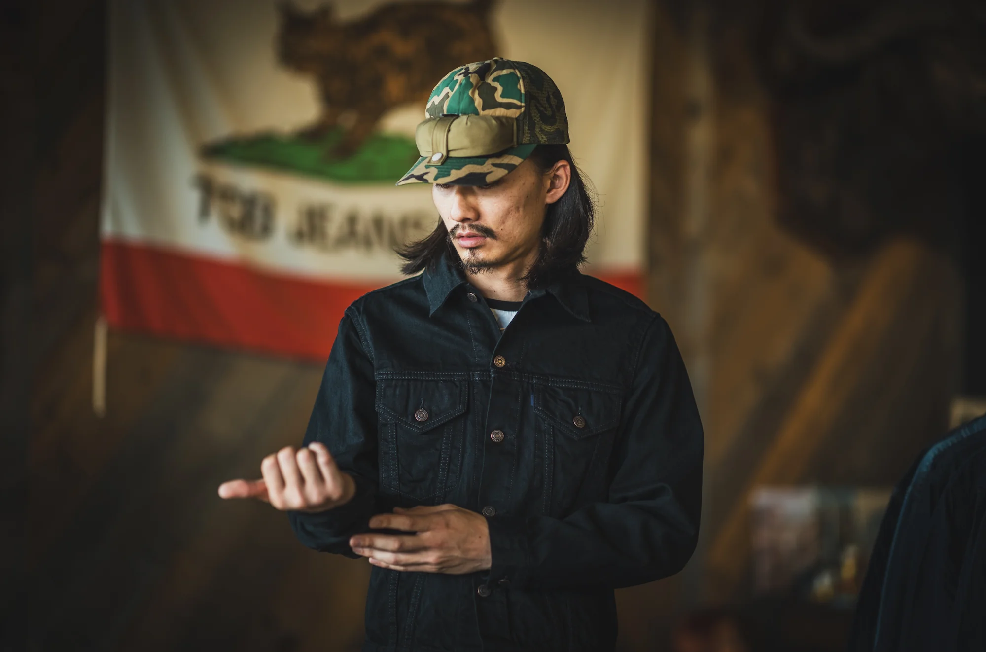 60's Trucker Jacket BKBK / One-Wash - Image 9