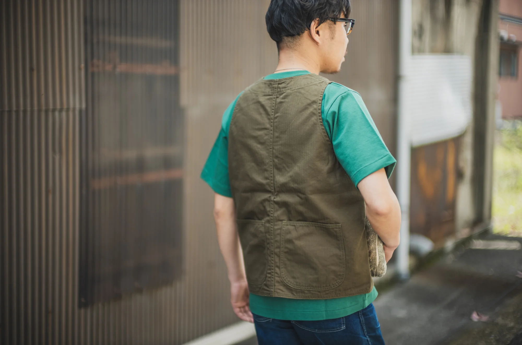 Huntsman Vest Neppy Green Herringbone - Image 11