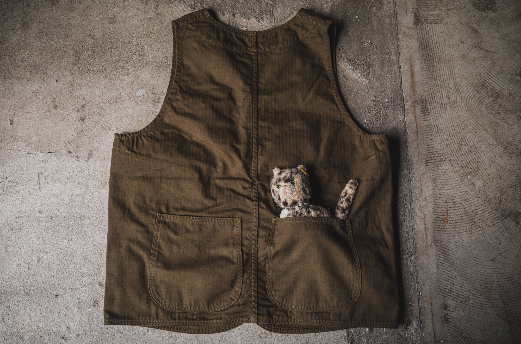Huntsman Vest Neppy Green Herringbone - Image 3
