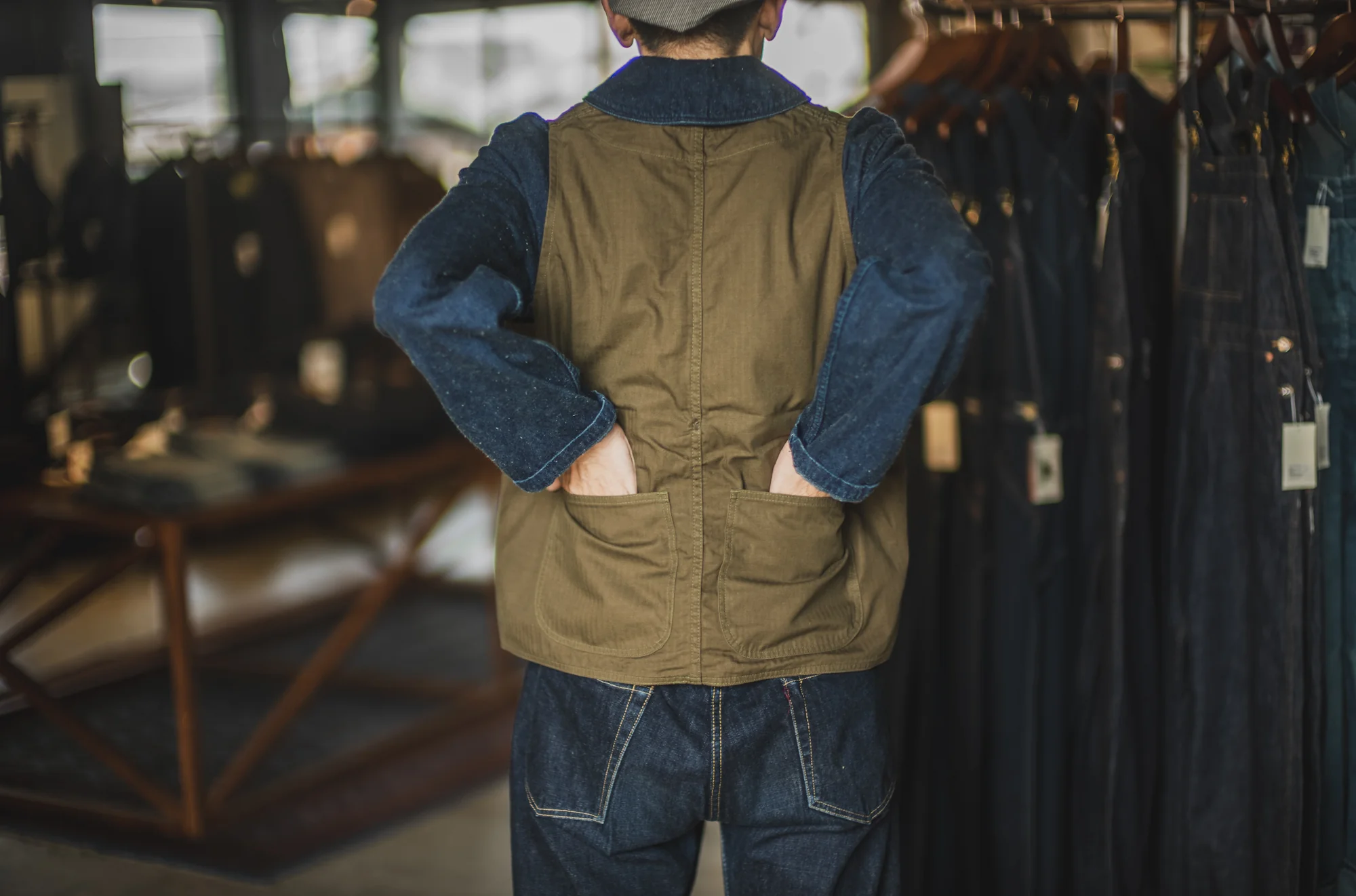 Huntsman Vest Neppy Green Herringbone - Image 6